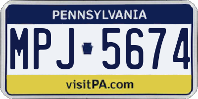 PA license plate MPJ5674
