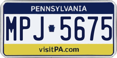 PA license plate MPJ5675