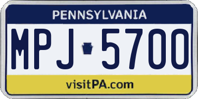 PA license plate MPJ5700