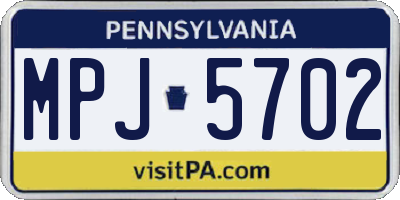 PA license plate MPJ5702