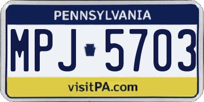 PA license plate MPJ5703