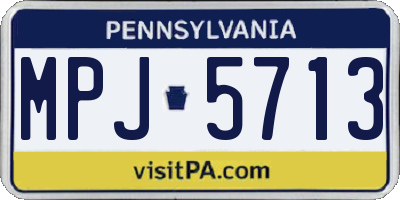 PA license plate MPJ5713