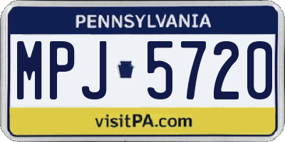 PA license plate MPJ5720