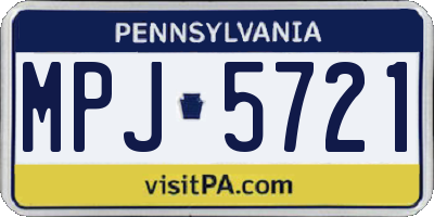 PA license plate MPJ5721