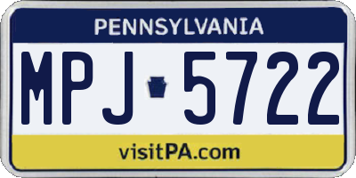PA license plate MPJ5722