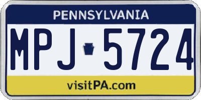 PA license plate MPJ5724