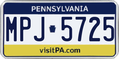 PA license plate MPJ5725