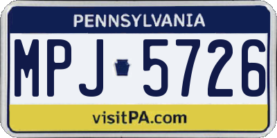 PA license plate MPJ5726