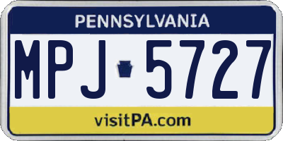 PA license plate MPJ5727