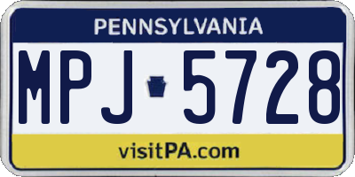 PA license plate MPJ5728