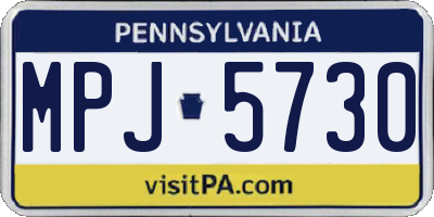 PA license plate MPJ5730