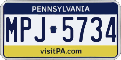 PA license plate MPJ5734