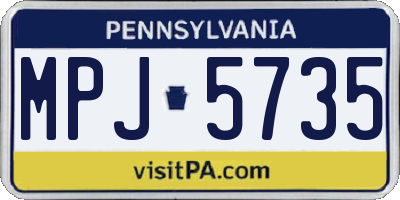 PA license plate MPJ5735
