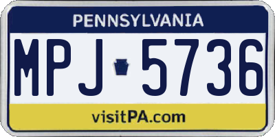 PA license plate MPJ5736