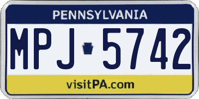 PA license plate MPJ5742