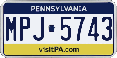 PA license plate MPJ5743