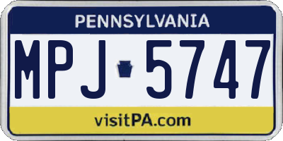 PA license plate MPJ5747