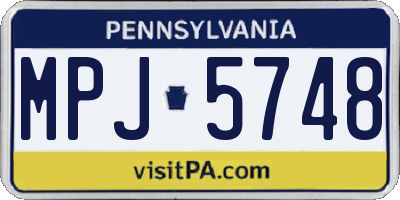 PA license plate MPJ5748