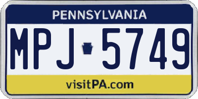 PA license plate MPJ5749