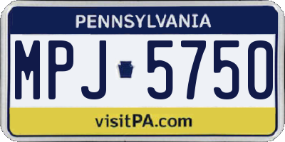 PA license plate MPJ5750