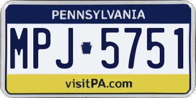 PA license plate MPJ5751