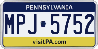 PA license plate MPJ5752
