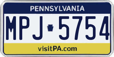 PA license plate MPJ5754