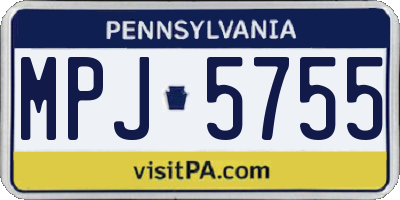 PA license plate MPJ5755
