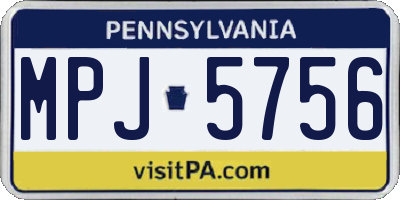 PA license plate MPJ5756