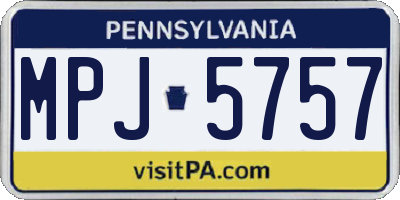 PA license plate MPJ5757