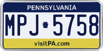 PA license plate MPJ5758