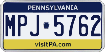 PA license plate MPJ5762