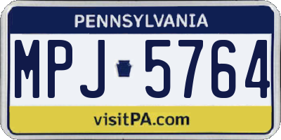 PA license plate MPJ5764