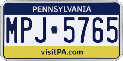 PA license plate MPJ5765