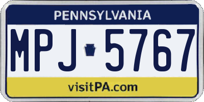 PA license plate MPJ5767