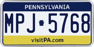 PA license plate MPJ5768