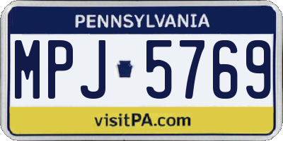 PA license plate MPJ5769