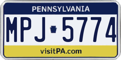 PA license plate MPJ5774