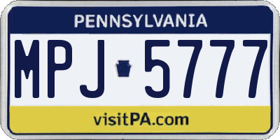 PA license plate MPJ5777