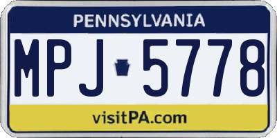 PA license plate MPJ5778