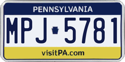 PA license plate MPJ5781
