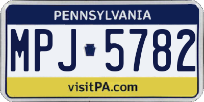 PA license plate MPJ5782