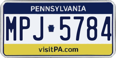 PA license plate MPJ5784