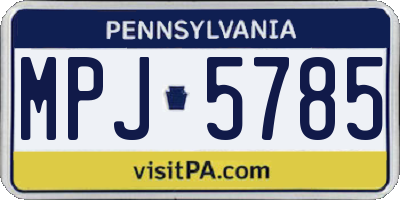 PA license plate MPJ5785