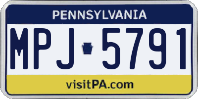 PA license plate MPJ5791
