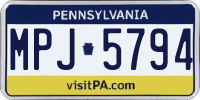 PA license plate MPJ5794