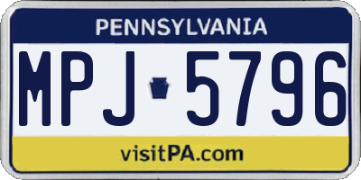 PA license plate MPJ5796