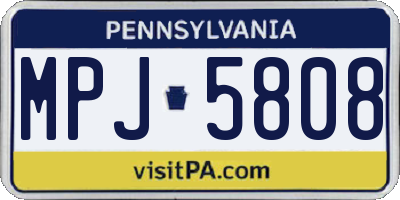 PA license plate MPJ5808