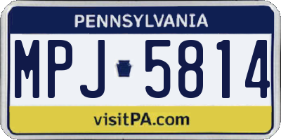 PA license plate MPJ5814