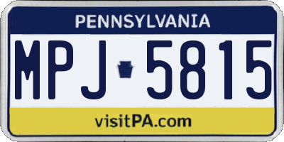PA license plate MPJ5815